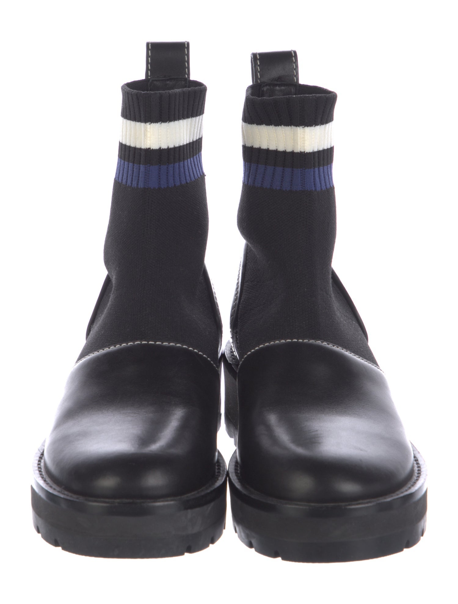 3.1 Phillip Lim Leather Striped Combat Boots